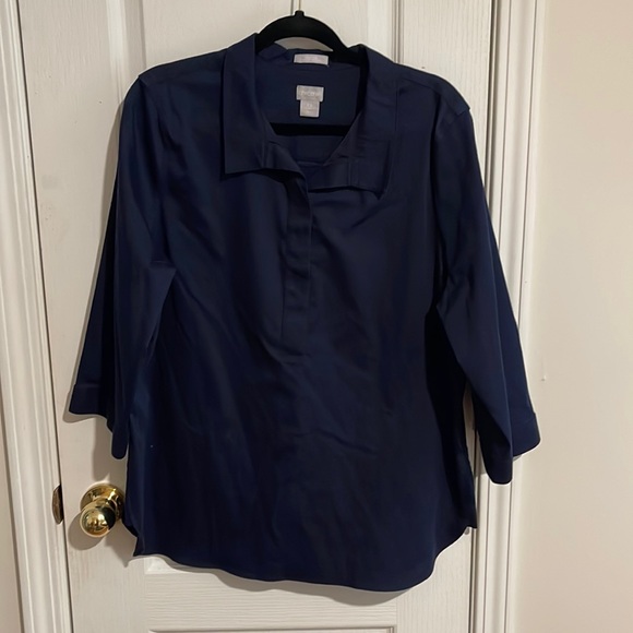 Chico’s Navy Button Back Tunic No-Iron Collection - Picture 1 of 4